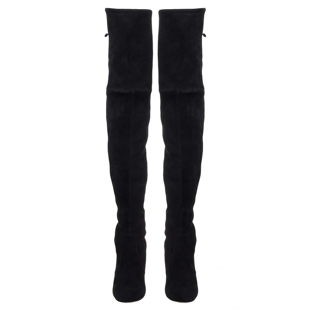 Stuart Weitzman Black Suede Kirstie 90 Over-the-knee Boots Size 7 - Picture 3 of 9